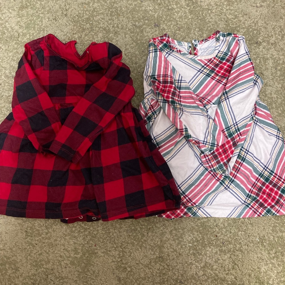 Children’s place red and green Christmas plaid dresses 18-24 months